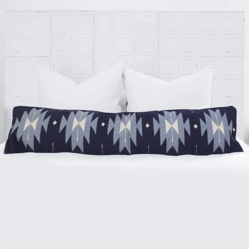 The Citizenry Nizado‎ 48” Lumbar Pillow Indigo Wool 12x48
